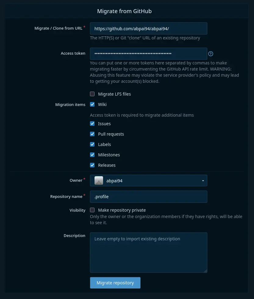 GitHub to Codeberg migration